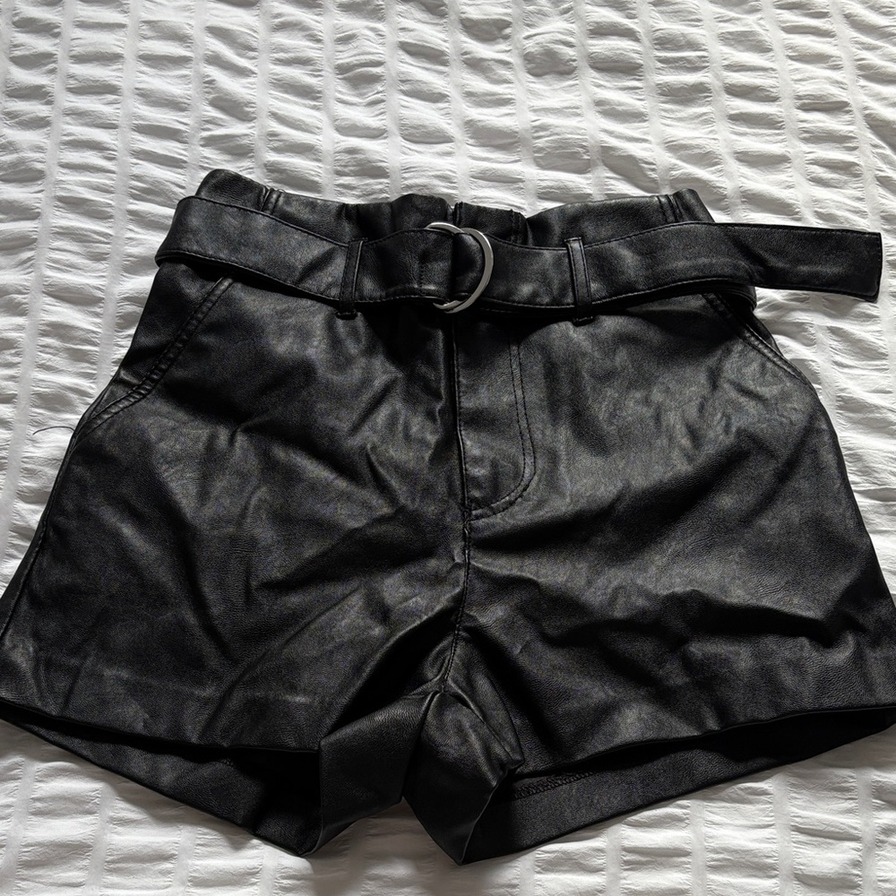 Divided Black High Waist Women's Leather Shorts